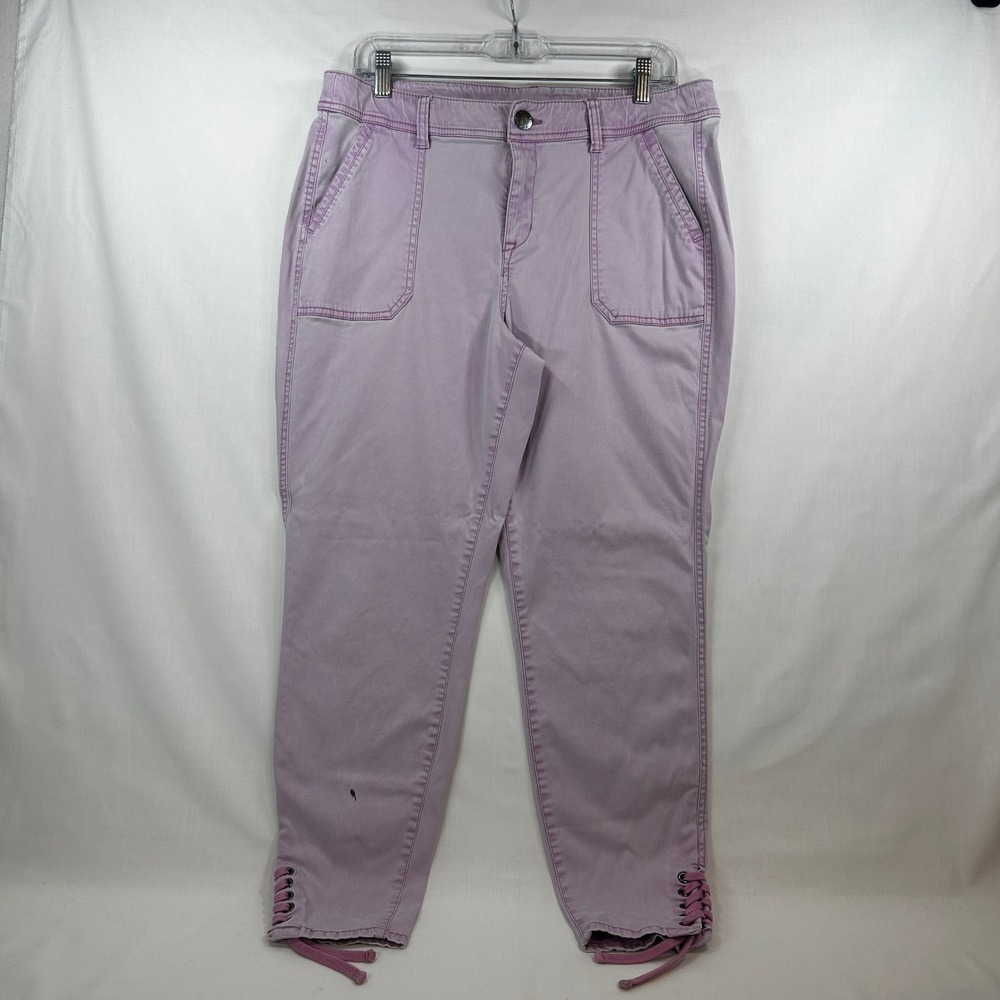 Lane Bryant Purple Cotton Lyocell Lace Up Ankle Pants Size 18